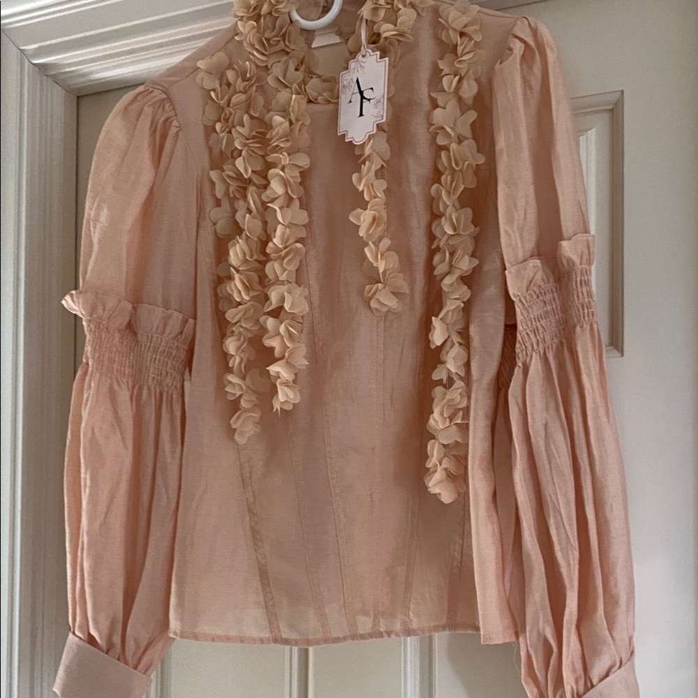 Ina Peach Floral Ruffle Blouse size S